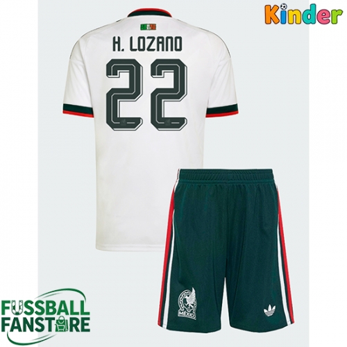 Mexiko Hirving Lozano #22 Replik Auswärtstrikot Kinder WM 2026 Kurzarm (+ Kurze Hosen)